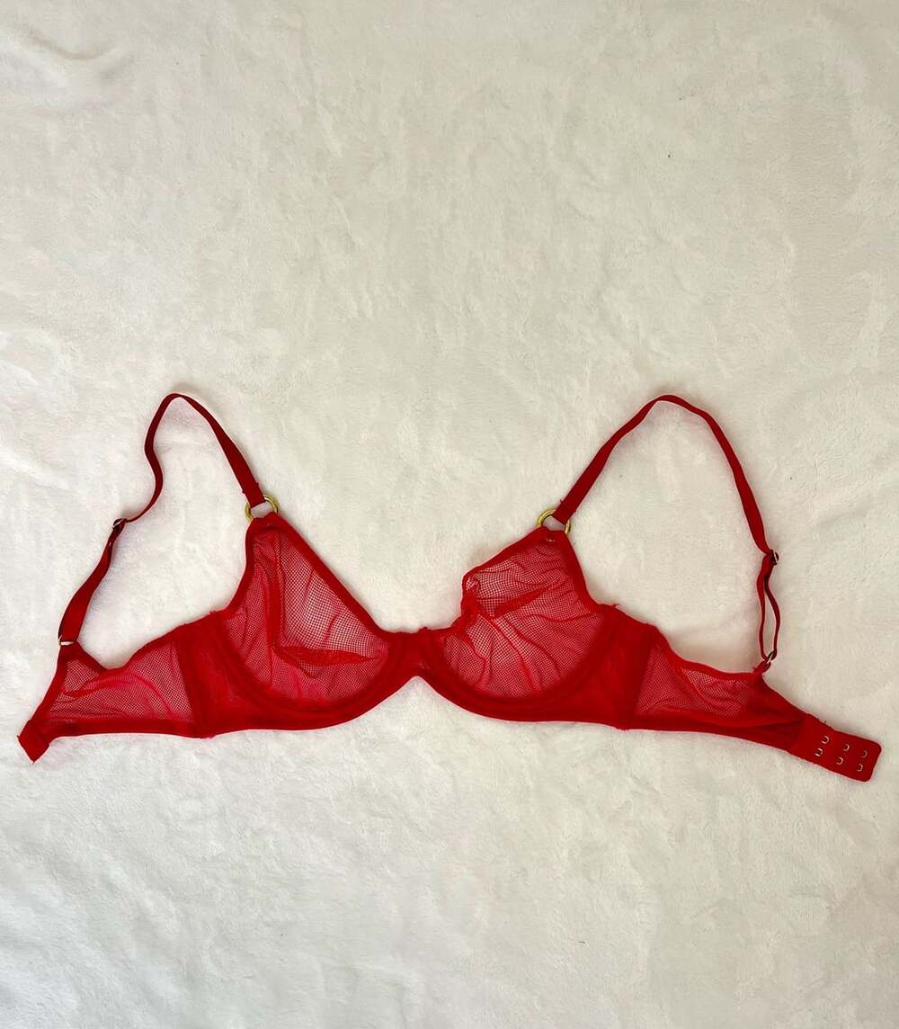 L'Agent by Agent Provocateur Red Mesh Underwire Bra 32C